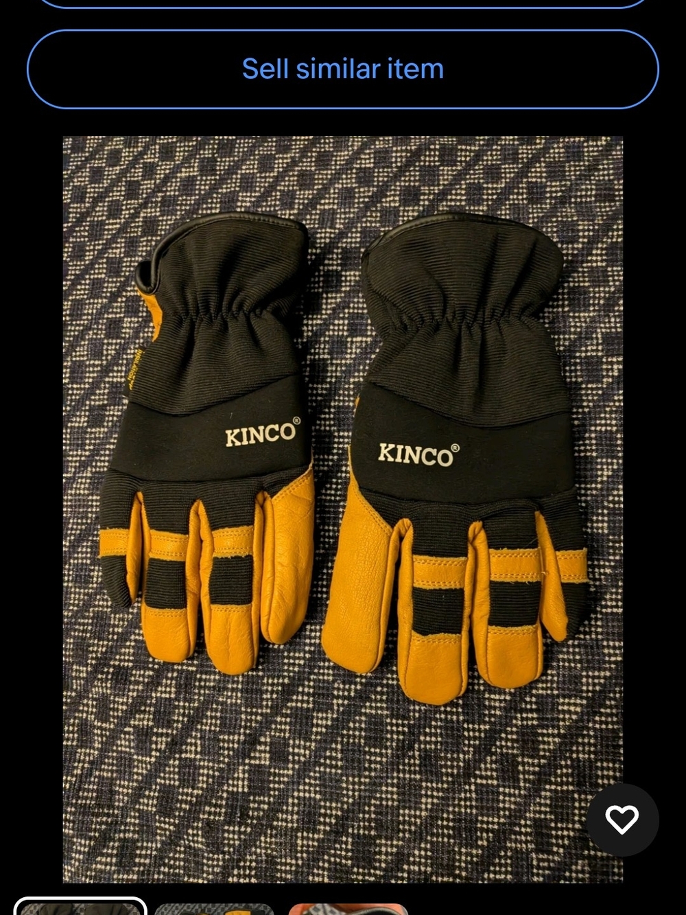 Kinco Lined Leather Work Ski Gloves Black Tan Sz Md